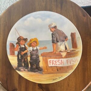 Knowles Decorative Plate with Fisherman Scene